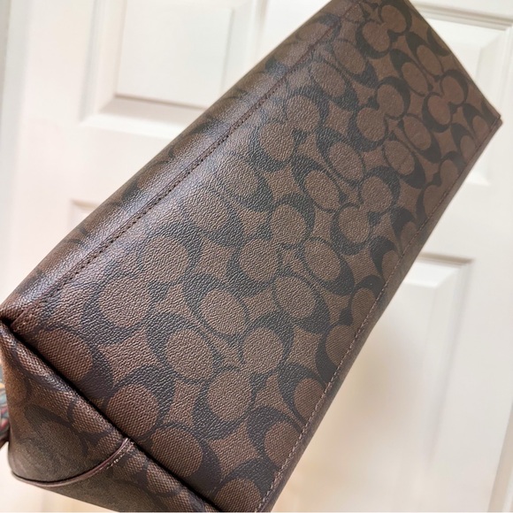 Coach Signature Town Tote in Coated Brown Canvas and Pink Lemonade NWT - Picture 6 of 10